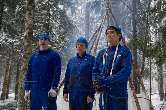 ISS crew takes survival course in a forest