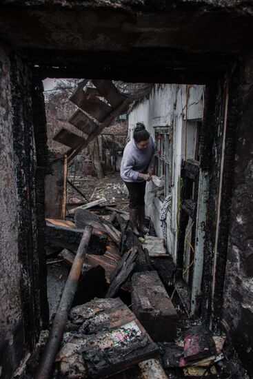 Consequences of artillery attack on Donetsk's Kuibyshevsky District