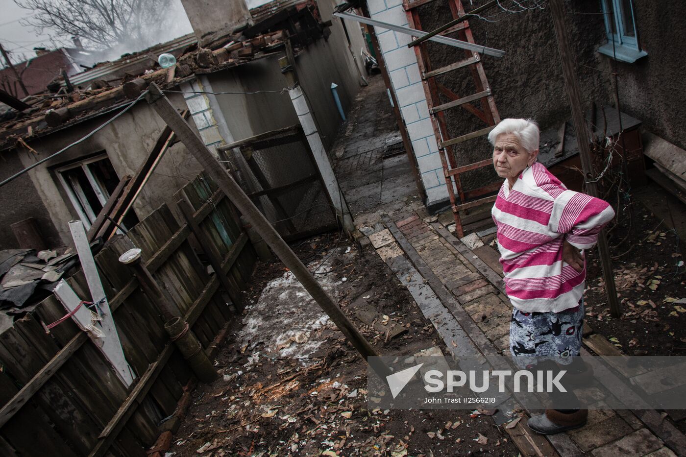 Consequences of artillery attack on Donetsk's Kuibyshevsky District