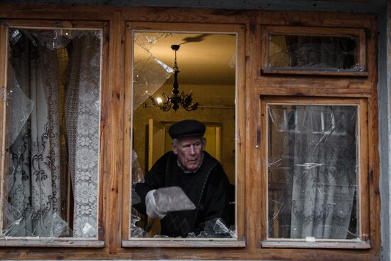 Consequences of artillery attack on Donetsk's Kuibyshevsky District