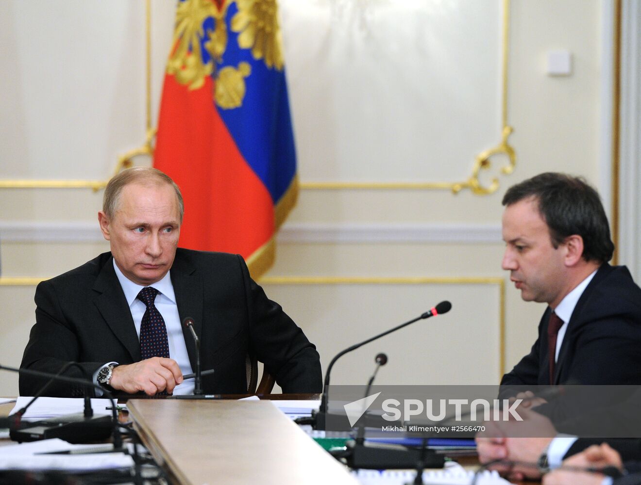 Russian President Vladimir Putin holds a meeting with Russian Government members