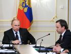 Russian President Vladimir Putin holds a meeting with Russian Government members