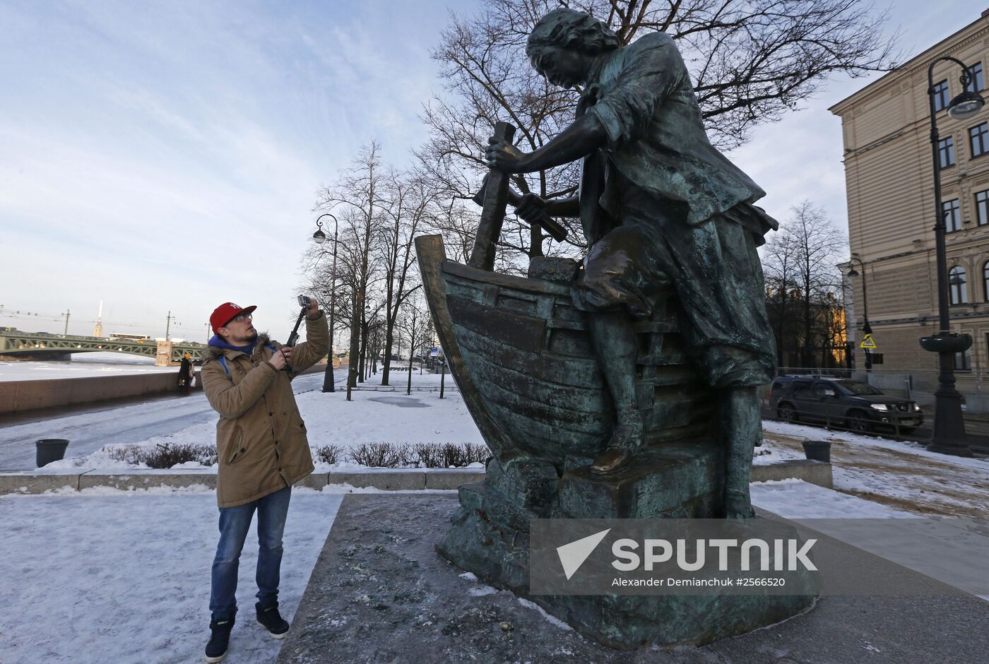 Monuments to people with different professions in St. Petersburg