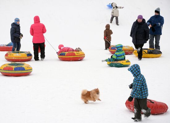 Muscovites' recreation in Vorontsovsky Park