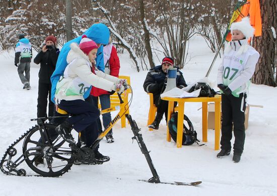 Winter bicycle race in Moscow's Sokolniki park