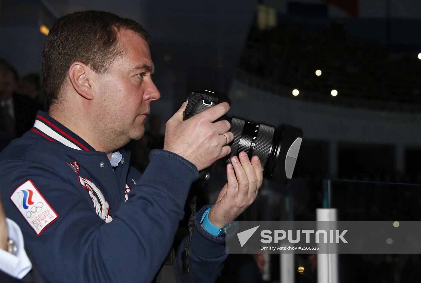 Prime Minister Dmitry Medvedev visits ice show in Sochi.