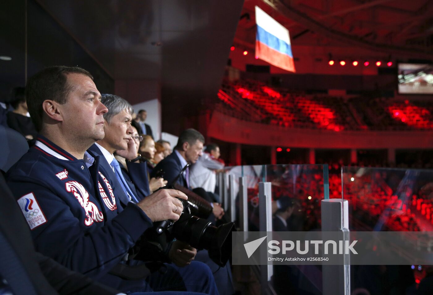 Prime Minister Dmitry Medvedev visits ice show in Sochi.