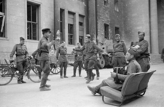 Soviet soldiers in Berlin.