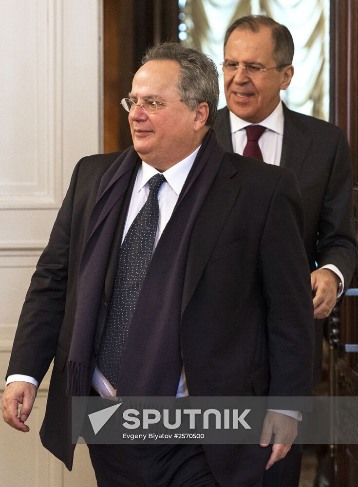 Russian Foreign Minister Sergey Lavrov meets with Foreign Minister of Greece Nikos Kotzias