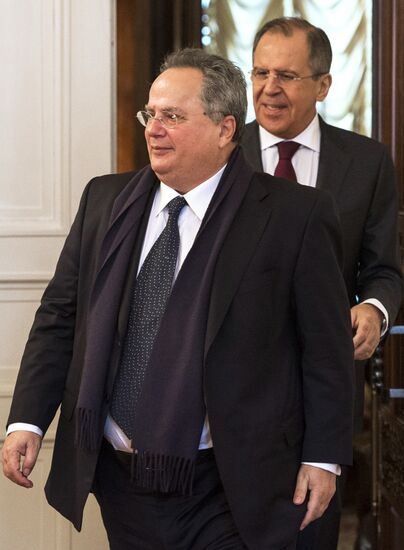 Russian Foreign Minister Sergey Lavrov meets with Foreign Minister of Greece Nikos Kotzias