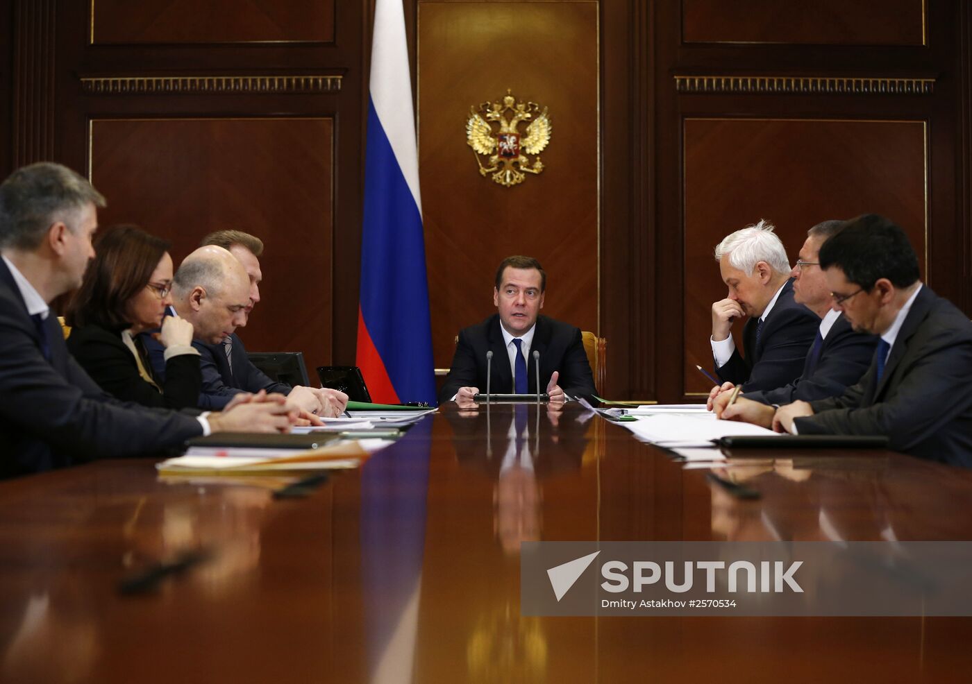 Prime Minister Dmitry Medvedev at meeting on socioeconomic development in 2015