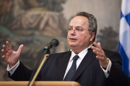 Russian Foreign Minister Sergey Lavrov meets with Foreign Minister of Greece Nikos Kotzias