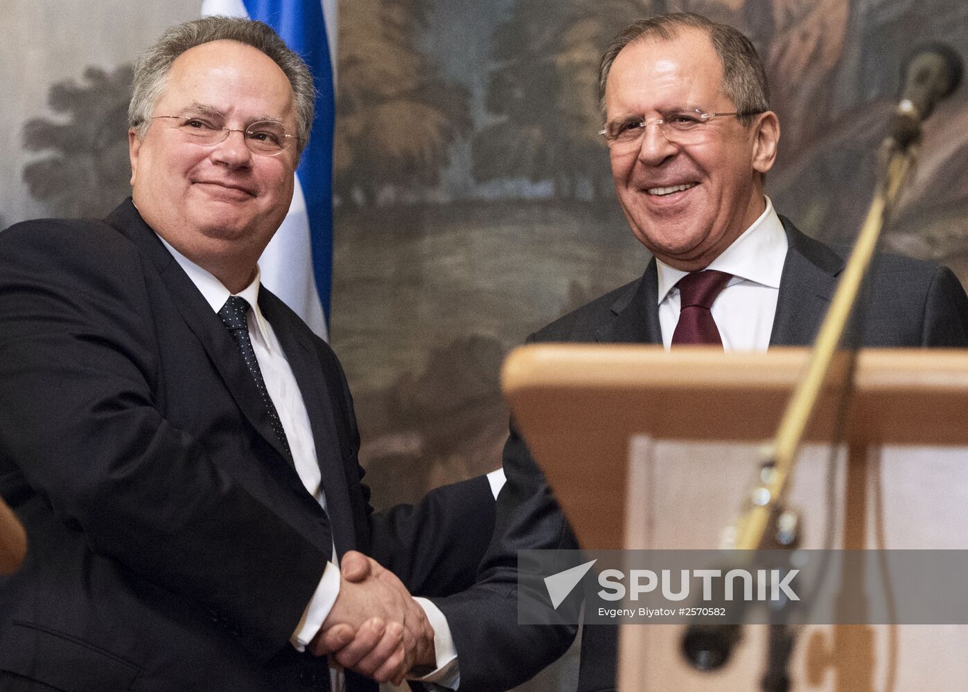 Russian Foreign Minister Sergey Lavrov meets with Foreign Minister of Greece Nikos Kotzias