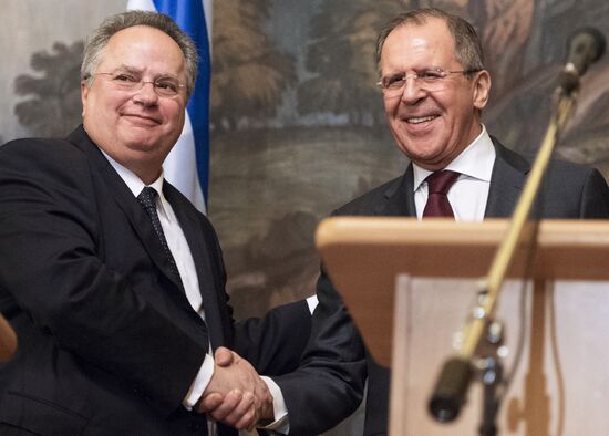 Russian Foreign Minister Sergey Lavrov meets with Foreign Minister of Greece Nikos Kotzias