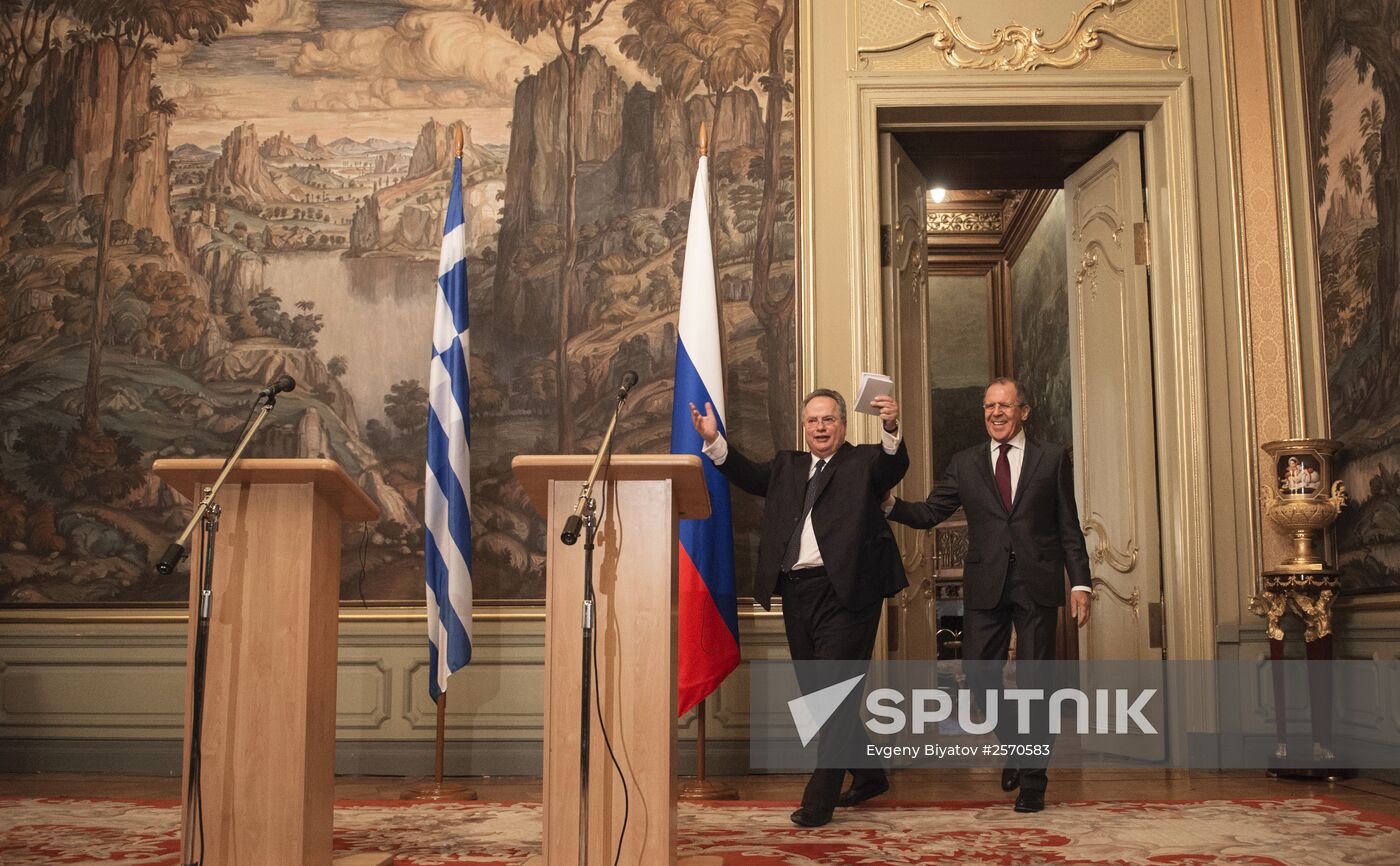 Russian Foreign Minister Sergey Lavrov meets with Foreign Minister of Greece Nikos Kotzias