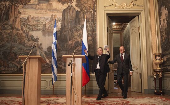 Russian Foreign Minister Sergey Lavrov meets with Foreign Minister of Greece Nikos Kotzias