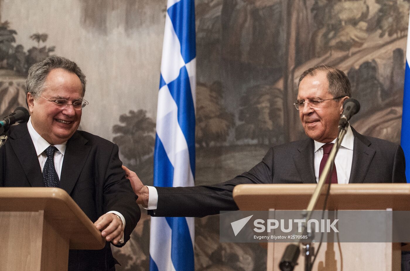 Russian Foreign Minister Sergey Lavrov meets with Foreign Minister of Greece Nikos Kotzias