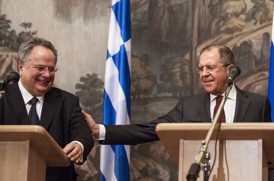 Russian Foreign Minister Sergey Lavrov meets with Foreign Minister of Greece Nikos Kotzias