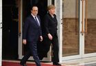 French President Francois Hollande and German Chancellor Angela Merkel at Independence Palace in Minsk before the peace talks on Ukraine. Location: Belarus, Minsk. Author: Viktor Tolochko/Sputnik. Russian, German, French and Ukrainian leaders meet for talks in Minsk