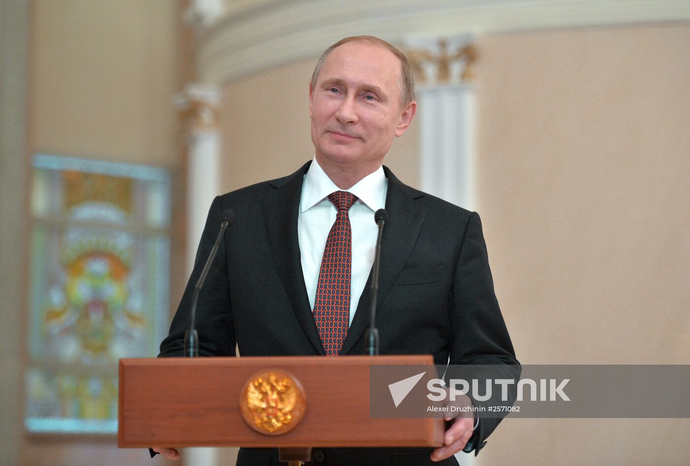 Russian President Vladimir Putin gives news conference following Minsk talks