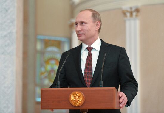 Russian President Vladimir Putin gives news conference following Minsk talks