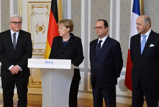 Russian, German, French and Ukrainian leaders meet for talks in Minsk