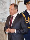 Russian Foreign Minister Sergey Lavrov at Independence Palace in Minsk after peace talks on Ukraine between the Russian, German, French and Ukrainian leaders. Location: Belarus, Minsk. Author: Viktor Tolochko/Sputnik. Russian, German, French and Ukrainian leaders meet for talks in Minsk