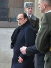 French President Francois Hollande, left, leaves Independence Palace in Minsk after peace talks on Ukraine between the Russian, German, French and Ukrainian leaders. Location: Belarus, Minsk. Author: Viktor Tolochko/Sputnik. Russian, German, French and Ukrainian leaders meet for talks in Minsk
