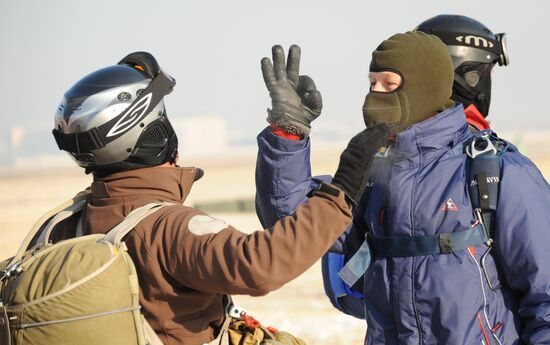 Military parachutists on regular annual on training in Trans-Baikal Territory