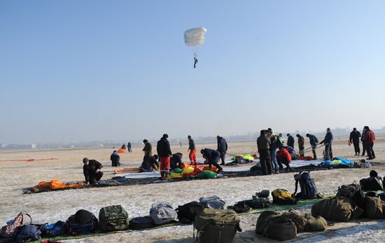 Military parachutists on regular annual on training in Trans-Baikal Territory