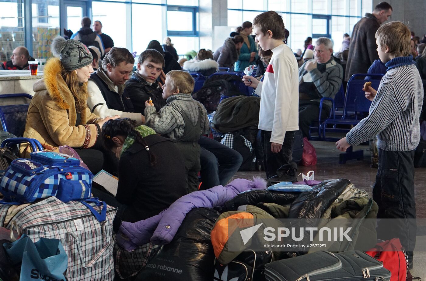 Ukrainian refugees at Rostov-on-Don railway station