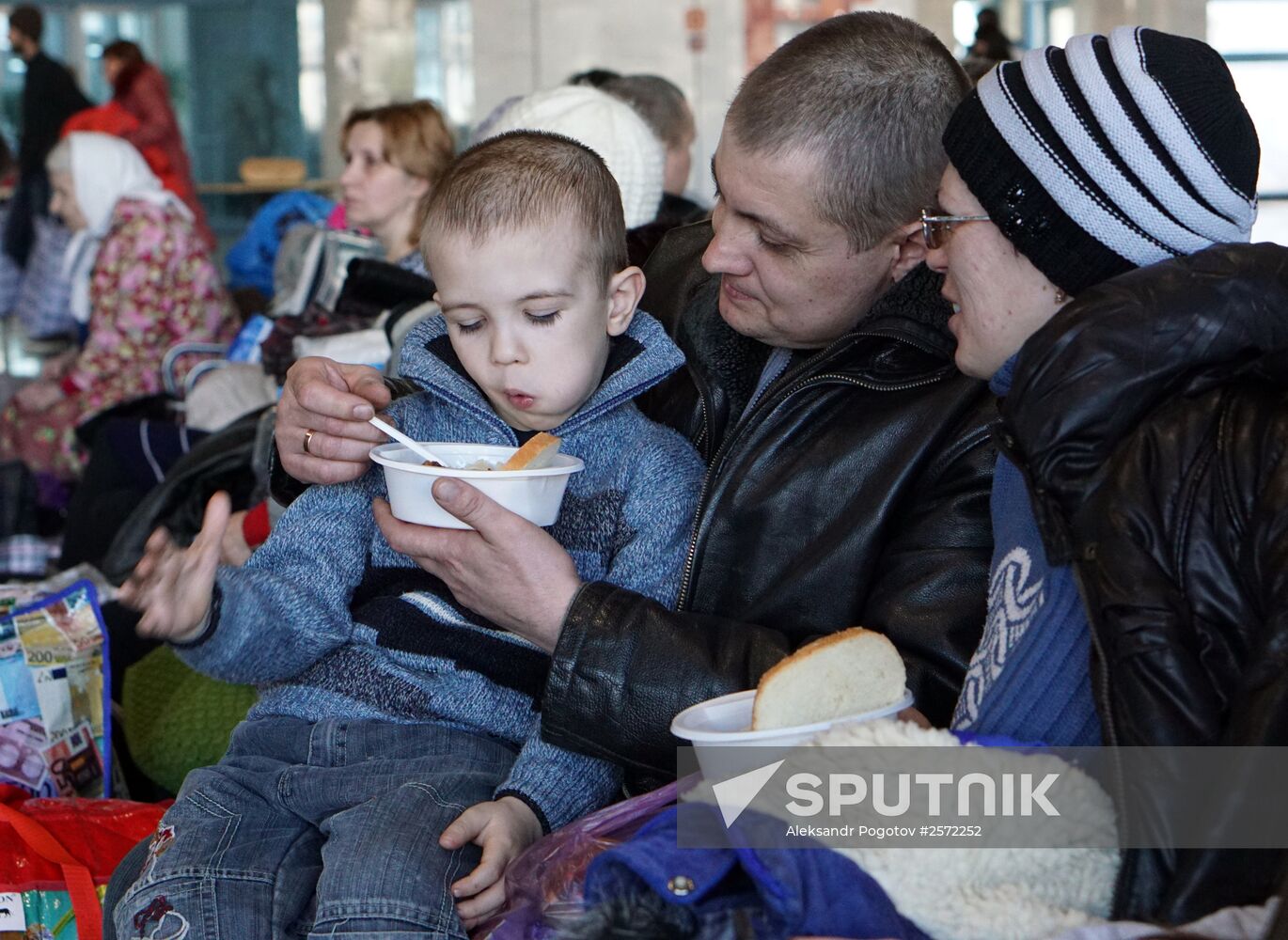Ukrainian refugees at Rostov-on-Don railway station