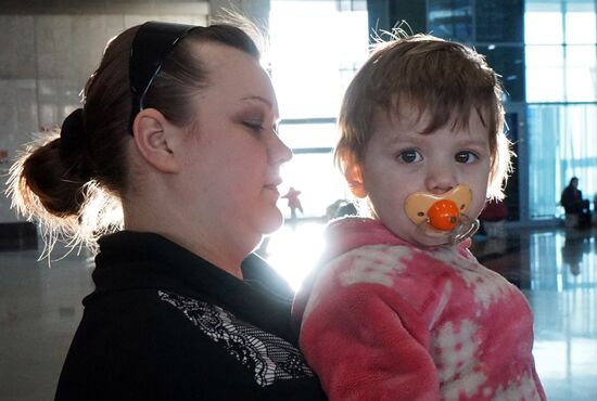 Ukrainian refugees at Rostov-on-Don railway station