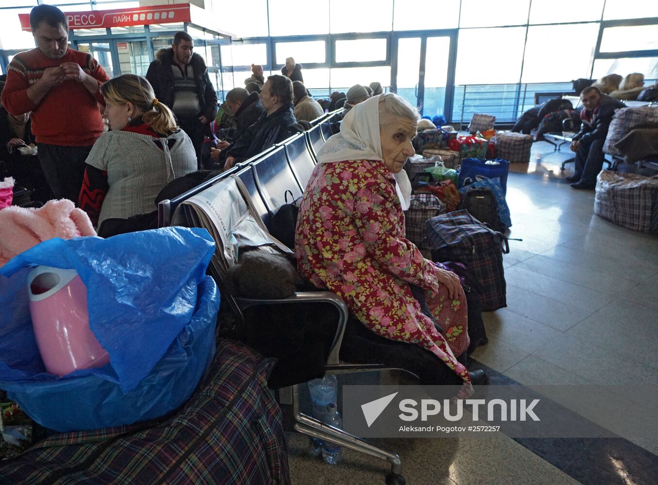 Ukrainian refugees at Rostov-on-Don railway station