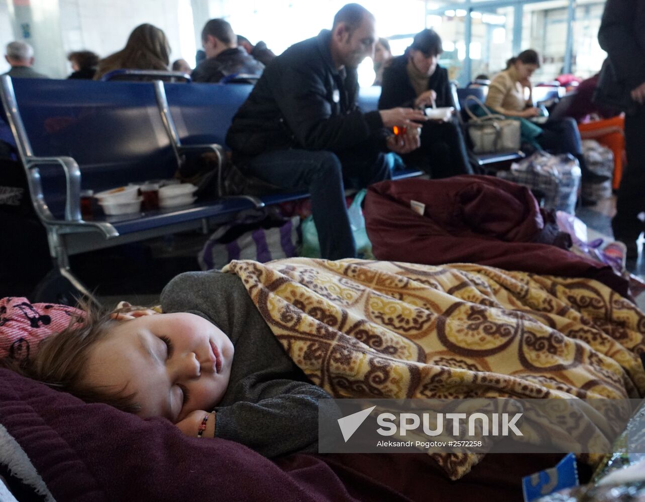 Ukrainian refugees at Rostov-on-Don railway station