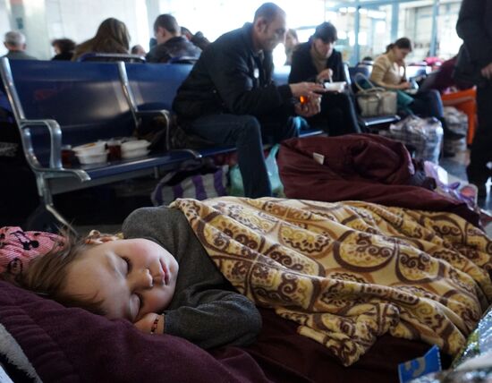 Ukrainian refugees at Rostov-on-Don railway station