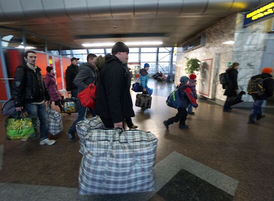 Ukrainian refugees at Rostov-on-Don railway station