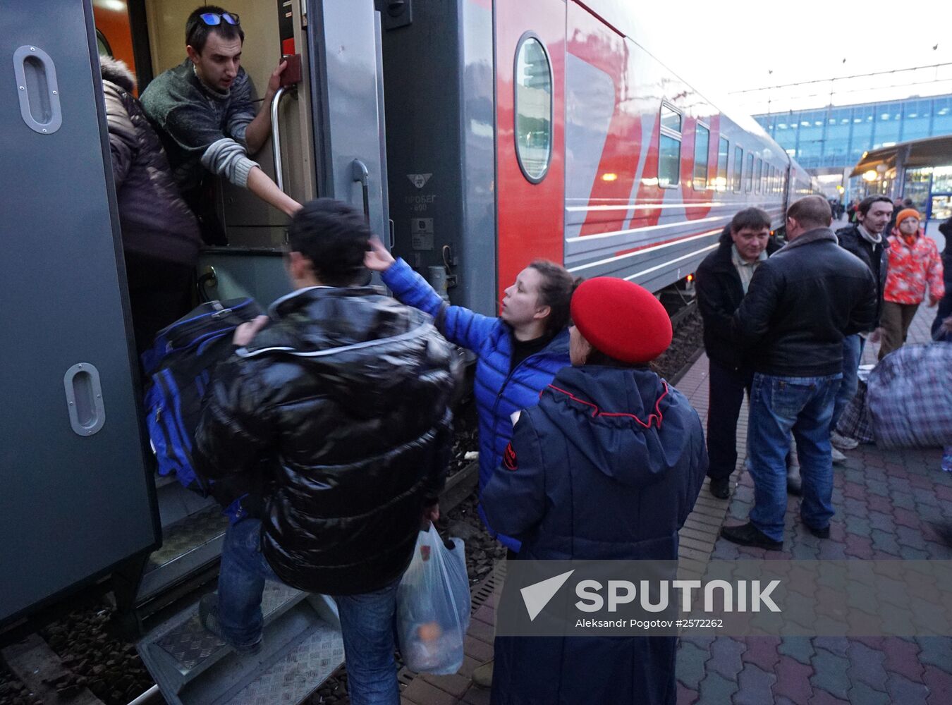 Ukrainian refugees at Rostov-on-Don railway station