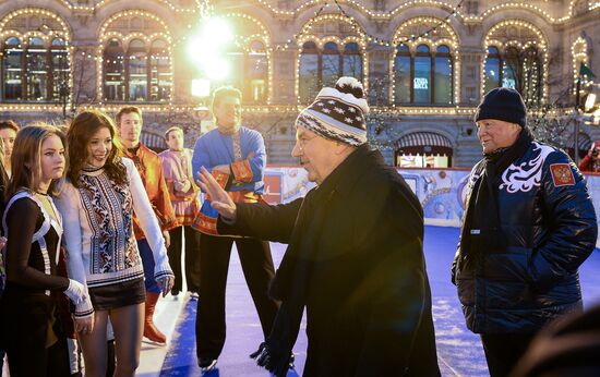 Celebrating birthday of honorary president of Russian Olympic Committee Vitaly Smirnov