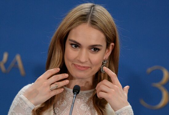 News conference with crew and cast of Cinderella