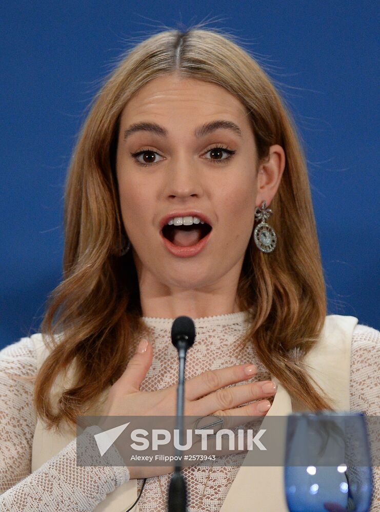 News conference with crew and cast of Cinderella