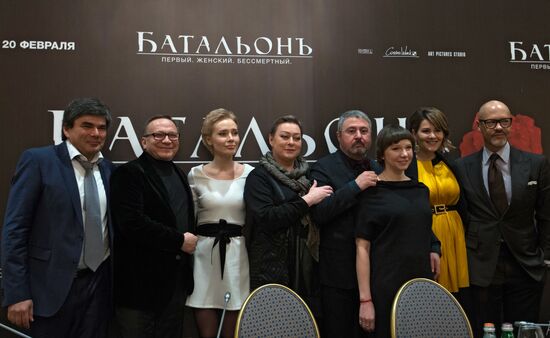Press conference of producers of movie "Battalion" in St Petersburg