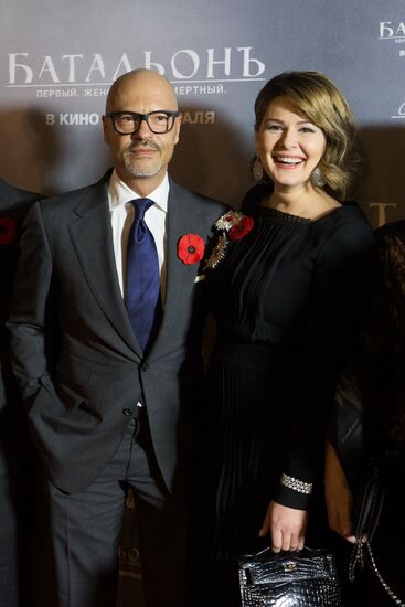 First run of movie "Battalion" in St Petersburg