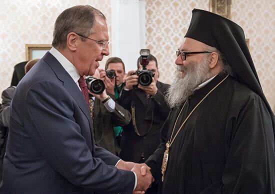 Foreign Minister Sergei Lavrov meets with Patriarch John X of Antioch and All the East