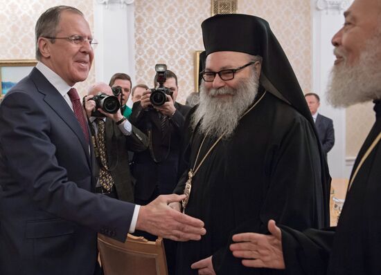 Foreign Minister Sergei Lavrov meets with Patriarch John X of Antioch and All the East