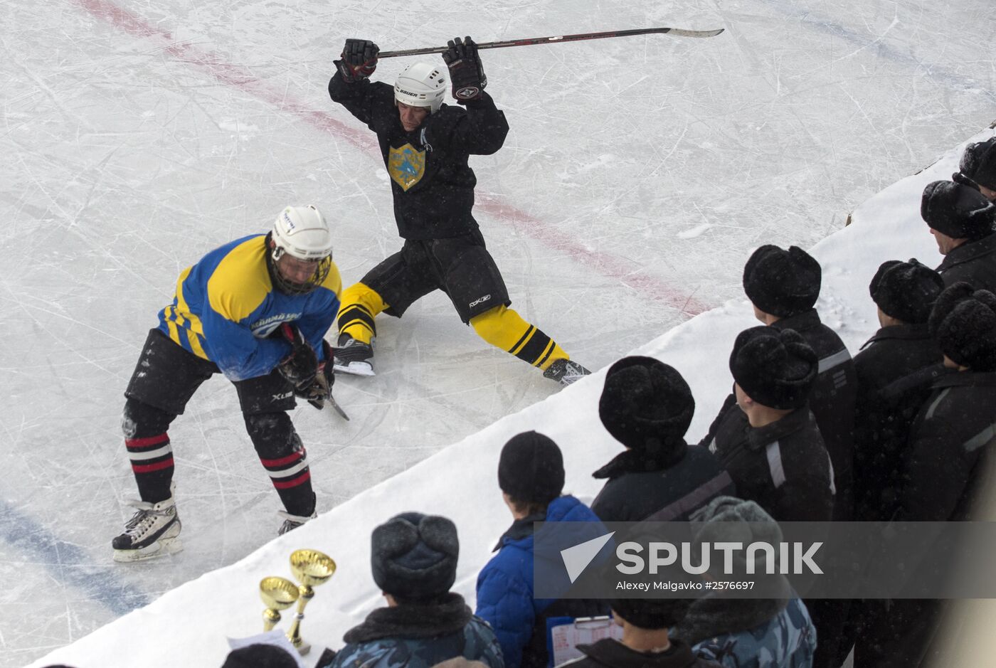 ice hockey match in correctional facility