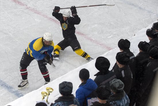 ice hockey match in correctional facility