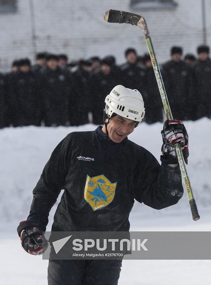 ice hockey match in correctional facility