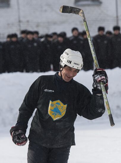 ice hockey match in correctional facility