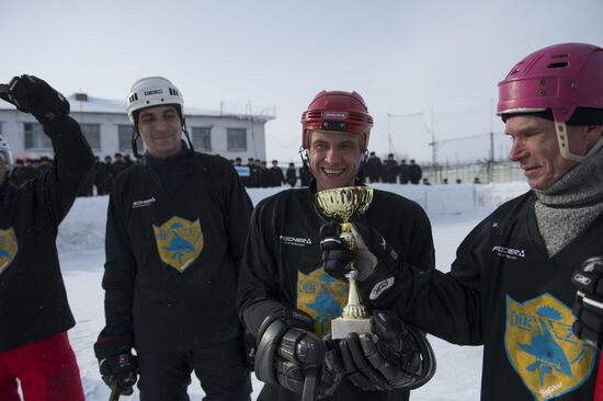 ice hockey match in correctional facility